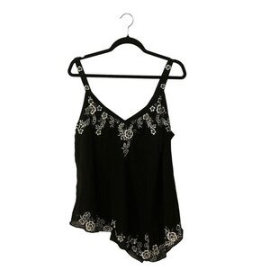 Studio 1940 Beaded Embroidered Cami Top Black Plus Size 18W